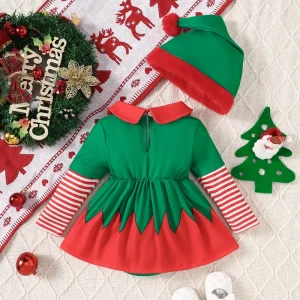 Toddler  Santa Claus Costume Romper Dress with Hat