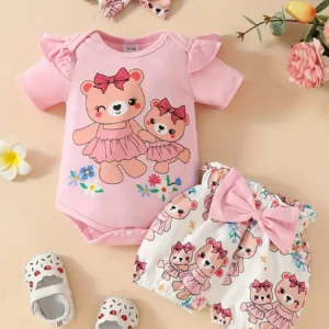 Bear Print -3pcs Outfit